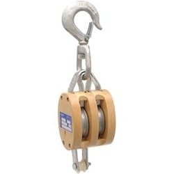 MSC&nbsp;Campbell Double Wood Shell Block, 4 in, 1/2 in Rope, 1400 lb WLL