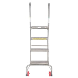 MSC&nbsp;Vestil Steel Rolling Ladder, 4 Step, 350 lb Capacity, Folding Design