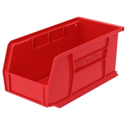 MSC&nbsp;Akro-Mils Polyethylene Dividable Storage Tote, 20 lb Capacity, Red, Stacking