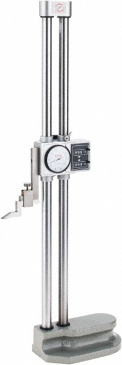 MSC&nbsp;SPI Dial Height Gage, 20 in, Stainless Steel, 0.001 in Graduation, Dial & Counter