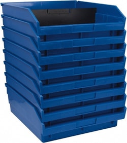MSC&nbsp;Quantum Storage Plastic Hopper Shelf Bin, Polypropylene, Blue, 50 lb Capacity