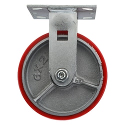 MSC&nbsp;Value Collection Rigid Top Plate Caster, Polyurethane, 6 in Wheel Diameter, 2 in Wheel Width, 1,200 lb Capacity