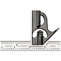 MSC&nbsp;Starrett Combination Square, 4 in Blade, Square Head, 4R Graduation