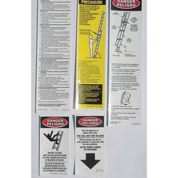 MSC&nbsp;Werner Ladder Safety Label Kit, Fiberglass Extension Ladders, 5 Piece