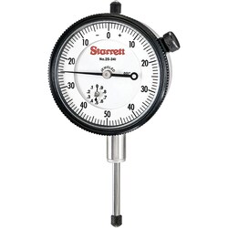 MSC&nbsp;Starrett Dial Indicator, .001 in Graduations, 1.000 in Range, 0-100 Reading, Jewel Bearings