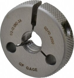 MSC&nbsp;GF Gage Threaded Ring Gage, 1/2-13 Thread, UNC, Class 3A, Go