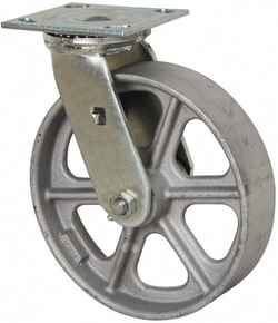 MSC&nbsp;Albion Swivel Top Plate Caster, 8 in Cast Iron Wheel, 1250 lb Capacity