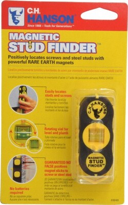 MSC&nbsp;C.H. Hanson Magnetic Stud Finder, 1 in Scan, 2-Way Level, Compact