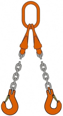 MSC&nbsp;Pewag Chain Sling, Double-Leg, 3/8 in, Grade 80, Alloy Steel