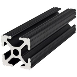 MSC&nbsp;80/20 Inc. T-Slotted Profile, Aluminum Alloy, Black Anodized, 1 x 1 x 120 in, Four Open Slots