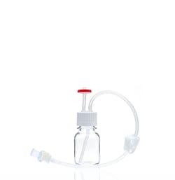 Foxx Life Sciences&nbsp;EZBio MTO Single Use (SUT) Media Bottle Assembly, 125mL, PETG, 38-430 VersaCap with Overmolded Platinum-Cured Silicone Tubing, Vented Port with Diptube and CPC MPC, Aseptic Transfer System, Sterile, 10/Case
