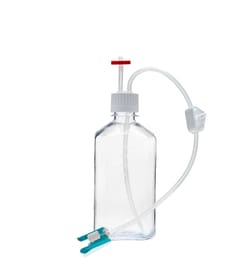 Foxx Life Sciences&nbsp;EZBio MTO Single Use (SUT) Media Bottle Assembly, 500mL, PC, 38-430 VersaCap with Overmolded Platinum-Cured Silicone Tubing, Vented Port with Dip Tube and MicroCNX, Closed System Fluid Transfer System, Sterile, 10/Case