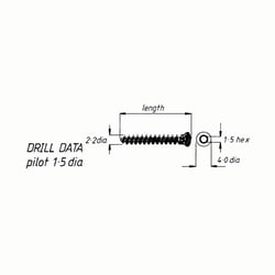 Med Vet International&nbsp;Cancellous Screw, J0416BC, 2.2mm x 8mm, Each