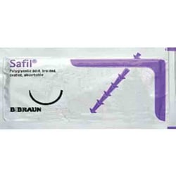 Med Vet International&nbsp;Braunamid With Needle 2/0, 3/8in Reverse Cutting Needle, 45cm, DS30B20, 12 Count