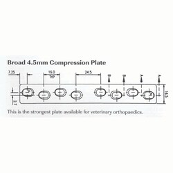Med Vet International&nbsp;Broad Plates 4.5mm, 5 hole, 87mm L, J0427DB