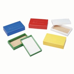 Med Vet International&nbsp;Microscope Slide Box, 25-Place Slide Box, Red, 5 1/2” x 3 1/2” x 1 1/4”, J0816T, Each