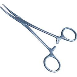 Med Vet International&nbsp;Rochester-Ochsner Forceps, Curved, German, 1 x 2 Teeth, 6 1/4