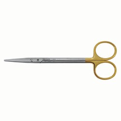 Med Vet International&nbsp;Aesculap Metzenbaum Scissors, Tungsten Carbide Inserts, Gold-plated Rings, Curved 5 1/2