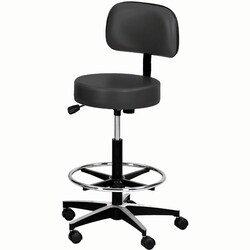 Med Vet International Black 5-Leg Premium Pneumatic Stool w/Back Rest,