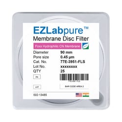 Foxx Life Sciences&nbsp;EZLabpure&trade; Cellulose Nitrate CN Hydrophilic Membrane Filters, 0.45µm, 90mm Diameter Filtration Membrane Discs, Non Sterile, 25/PK