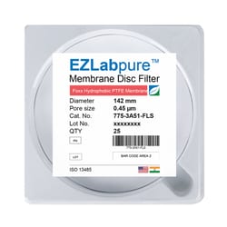 Foxx Life Sciences&nbsp;EZLabpure&trade; PTFE Hydrophobic Membrane Filters, 0.45µm Pore Size, 142mm Diameter Filtration Membrane Discs, Non Sterile, 25/PK