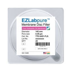 Foxx Life Sciences&nbsp;EZLabpure&trade; Cellulose Nitrate CN Hydrophilic Membrane Filters, 0.45µm, 142mm Diameter Membrane Filter Discs, Non Sterile, 25/PK
