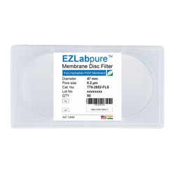 Foxx Life Sciences&nbsp;EZLabpure&trade; PVDF Hydrophilic Membrane Filters, 0.22µm Pore Size, 47mm Diameter Membrane Filter Discs, Non Sterile, 50/PK
