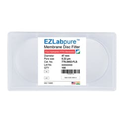 Foxx Life Sciences&nbsp;EZLabpure&trade; PTFE Hydrophilic Membrane Filters, 0.22µm Pore Size, 47mm Diameter Membrane Filter Discs, Non Sterile, 50/PK