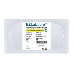 Foxx Life Sciences&nbsp;EZLabpure&trade; PES Hydrophilic Membrane Filters, 0.45µm Pore Size, 47mm Diameter Membrane Filter Discs, Non Sterile, 50/PK