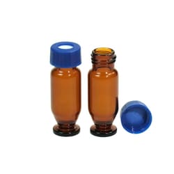 Alkali Scientific&nbsp;1.5mL High Recovery Vial Glass 12x32mm Flat Base 9 425 Screw Thread. 100/Pk, Amber