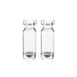 Alkali Scientific&nbsp;1.5mL Crimp High Recovery Vial Clear Glass Flat Base Wide Opening, 100/Pk