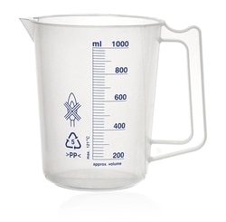 Alkali Scientific&nbsp;Low Form Beaker with Handle, Printed Graduations, and Anti Slip Base, Polypropylene (PP), 2000mL, 6/Case