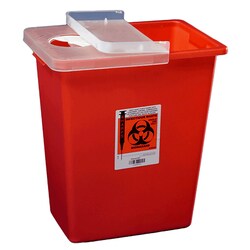 Alkali Scientific&nbsp;8 Gallon Sharps Container, Hinged Lid, 10/Case