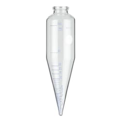 Alkali Scientific&nbsp;Oil Centrifuge Tubes, 100 mL, 3.3 Borosilicate Glass, Blue Graduations, 6  Inch Short Cone Tube (165x45mm), 10/Case
