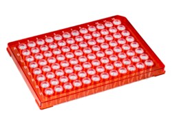 Alkali Scientific&nbsp;ProCycle&trade; 0.2mL 96 Well Rigid&trade; PCR Plate, Semi Skirted, Polycarbonate Frame, 10/Pack, Red Frame, Clear Well