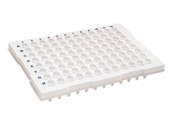 Alkali Scientific&nbsp;ProCycle&trade; Mini Skirted ABI Type PCR White Plates, Raised Rim, Half Skirted, 96 x 0.2ml Well, BLACK PRINTED Alphanumerics, A12 cut corner,10/PK