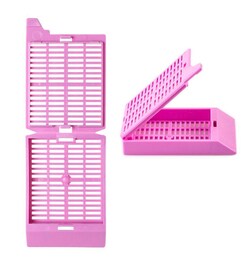 Alkali Scientific&nbsp;Tissue Embedding Cassette with Attached (Detachable) Lid 35° Writing Area, Dispenser Box, 500/Pk, Aqua