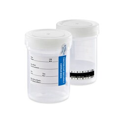 Alkali Scientific&nbsp;Drug Testing Container, Polypropylene, Attached White Screw Cap, Tamper Seal, Patient ID Label & Temperature Strip, 95 kPa rated,, 60mL, 120/Case