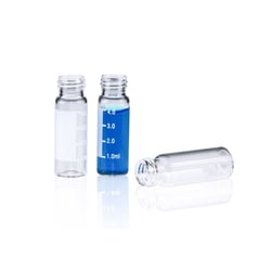 Alkali Scientific&nbsp;4mL Glass 15x45mm Flat Base 13 425 Screw Thread Vial with Label, 100/Pk, Clear