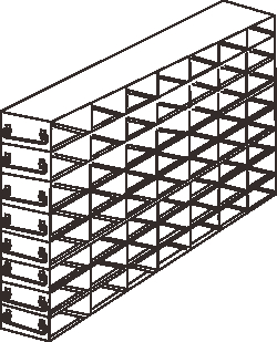 Alkali Scientific&nbsp;Upright Freezer Rack for 25 Place Slide Boxes, 7 x 8 Configuration, 56 Box Capacity