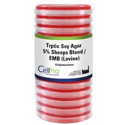 Alkali Scientific&nbsp;Tryptic Soy Agar (TSA) with 5% Sheep Blood / EMB (Levine), Biplate, 10/Pk
