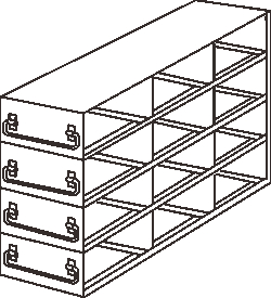 Alkali Scientific&nbsp;Upright Freezer Rack for 100  Place Slide Boxes, 3 x 4 Configuration, 12 Box Capacity