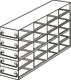 Alkali Scientific&nbsp;Upright Freezer Rack for 25 Place Slide Boxes, 4 x 5 Configuration, 20 Box Capacity