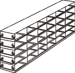 Alkali Scientific&nbsp;Upright Freezer Rack for 25 Place Slide Boxes, 6 x 5 Configuration, 30 Box Capacity