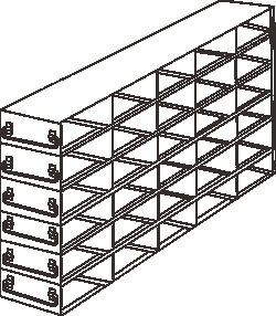 Alkali Scientific&nbsp;Upright Freezer Rack for 25 Place Slide Boxes, 5 x 6 Configuration, 30 Box Capacity