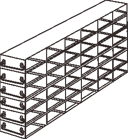 Alkali Scientific&nbsp;Upright Freezer Rack for 25 Place Slide Boxes, 6 x 6 Configuration, 36 Box Capacity
