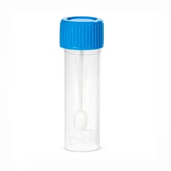 Alkali Scientific&nbsp;30mL Fecal Containers with Spoon, Conical Bottom, Self Standing, Pre assembled, 500/Case, Polypropylene (PP), with Attached ID Label and Graduations