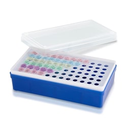 Alkali Scientific&nbsp;IceRack&trade; for 72 × Tubes, detachable lid, tube platform, and base, numbered cavities, snap cap and screw cap compatibile, 6/cs, 72 × 1.5mL tubes