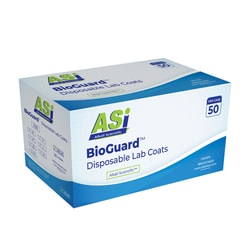 Alkali Scientific&nbsp;BioGuard&trade; Multi Layer Disposable Lab Coats, Breathable SMS, Blue, 50/Case, Extra Small (95x105cm)