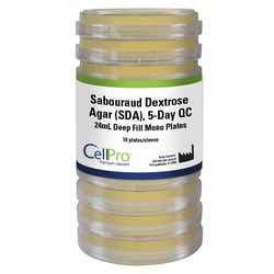 Alkali Scientific&nbsp;Sabouraud Dextrose Agar, 24mL Deep Fill Mono Plates, 5 Day QC, 10/Pk